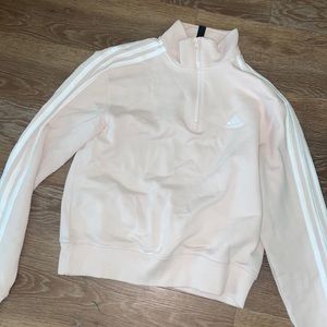 Adidas light pink cropped 1/4 zip sweatshirt